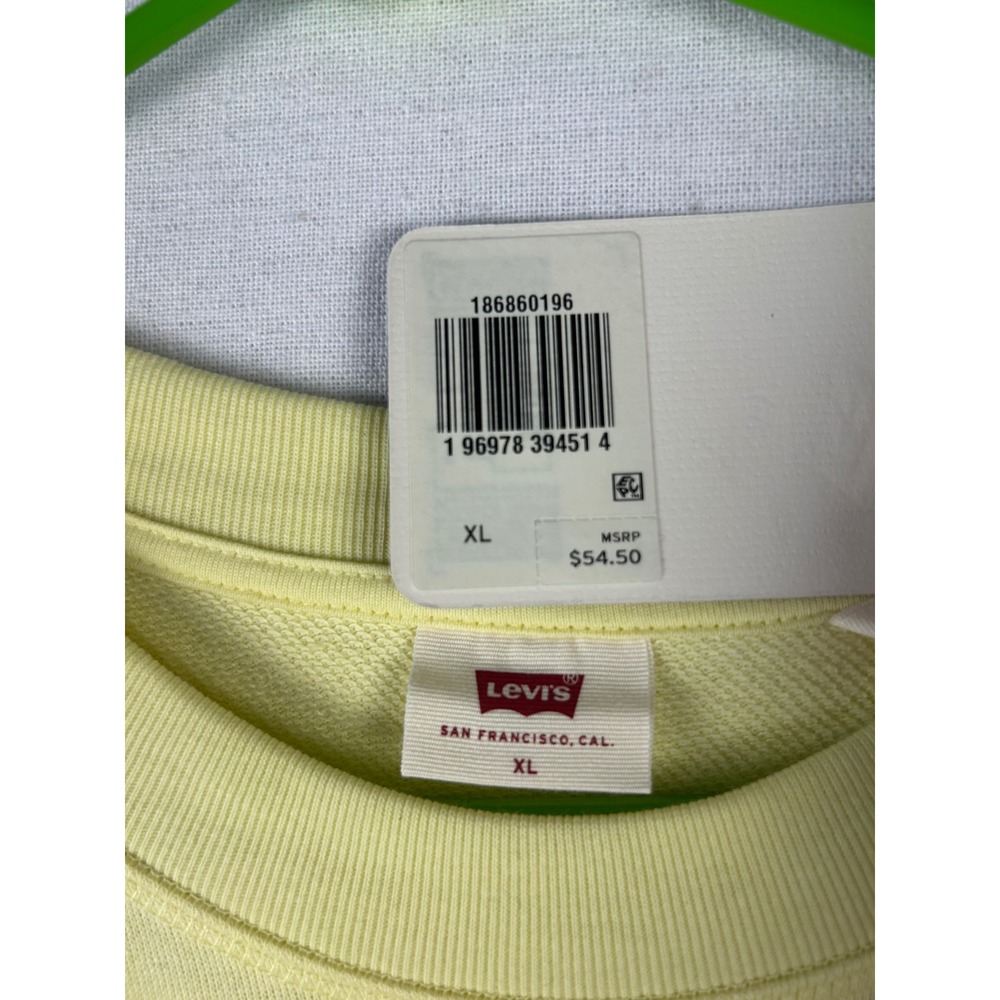 Levis Mens XL Yellow Checkered Batwing Graphic Crewneck Sweatshirt 18686-0196 - Picture 4 of 10